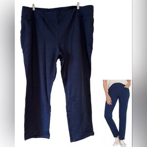 *Active French Terry Straight Leg Pants 3X ~ Denim & Co A346731 Navy